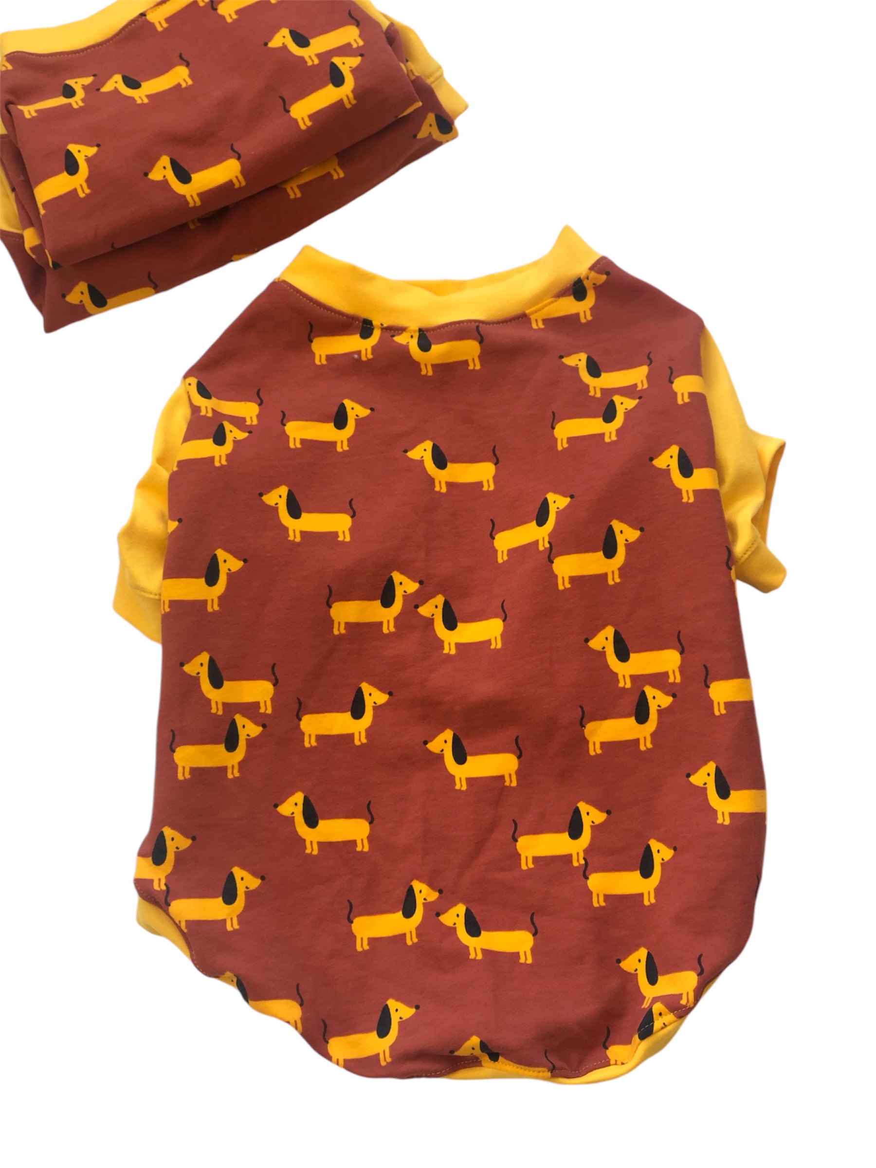 Sarı Köpek Desen Penye Tshirt