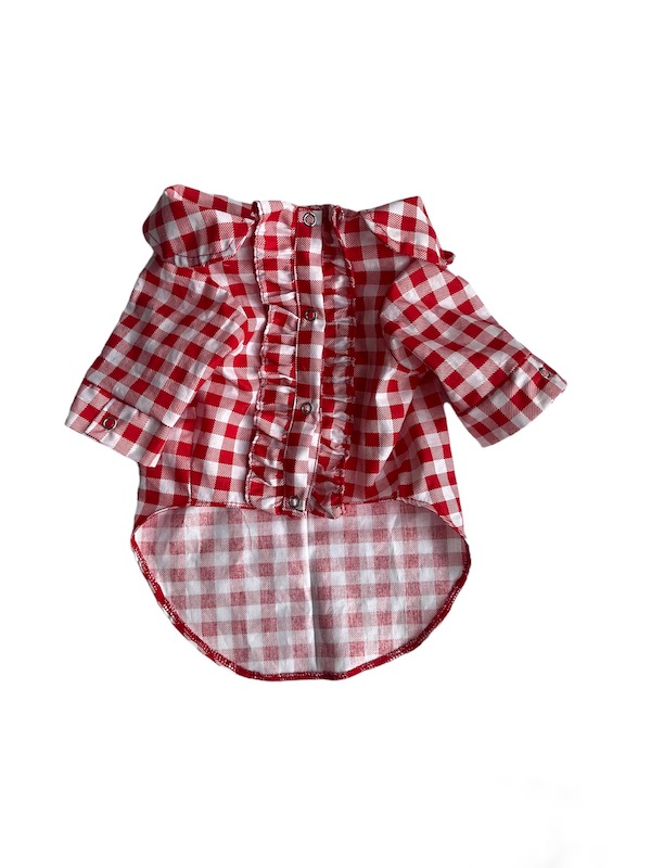 KIRMIZI PÖTİKARE POPLİN GÖMLEK