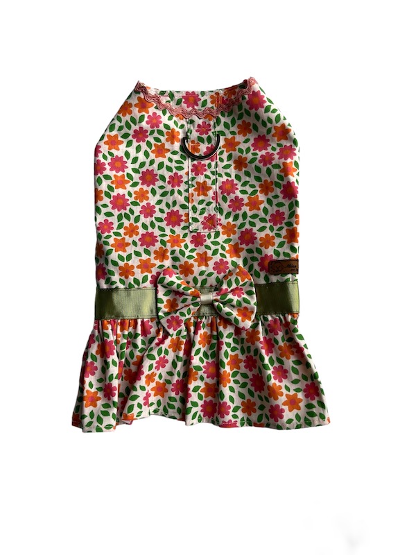 YEŞİL ÇİÇEKLİ POPLİN ELBİSE